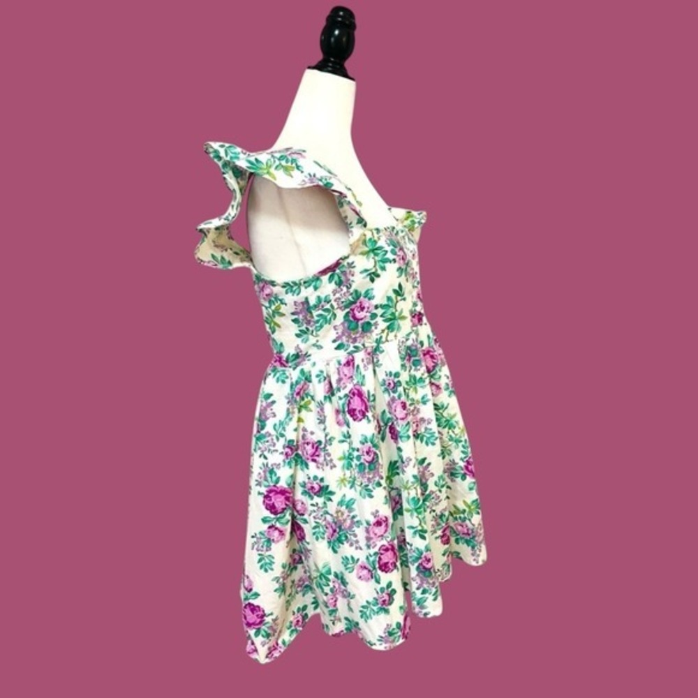 ASOS Design Floral Mini Dress Cottagecore Puff Sleeve White Purple Size S - Picture 7 of 9